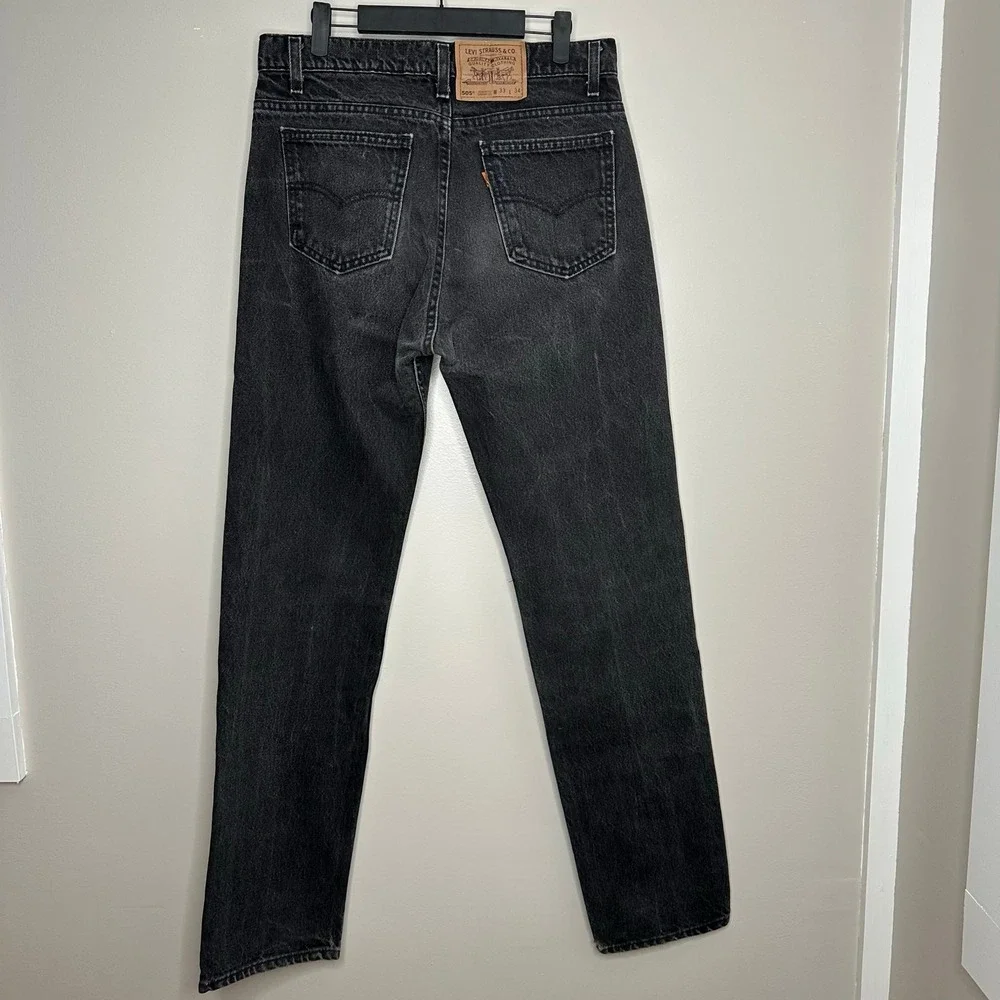 Levi's 505‎ Jeans Mens 33x34 Black EUC Vintage 90s Made in USA Orange Tab Rare